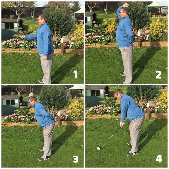 Posture when setting up to play a golf shot