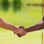Golfers shaking hands